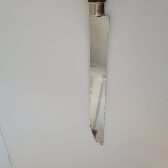 Vintage Sheffield England Stainless Steel Serrated Bread Knife With Marbled Hand - Picture 3 of 6